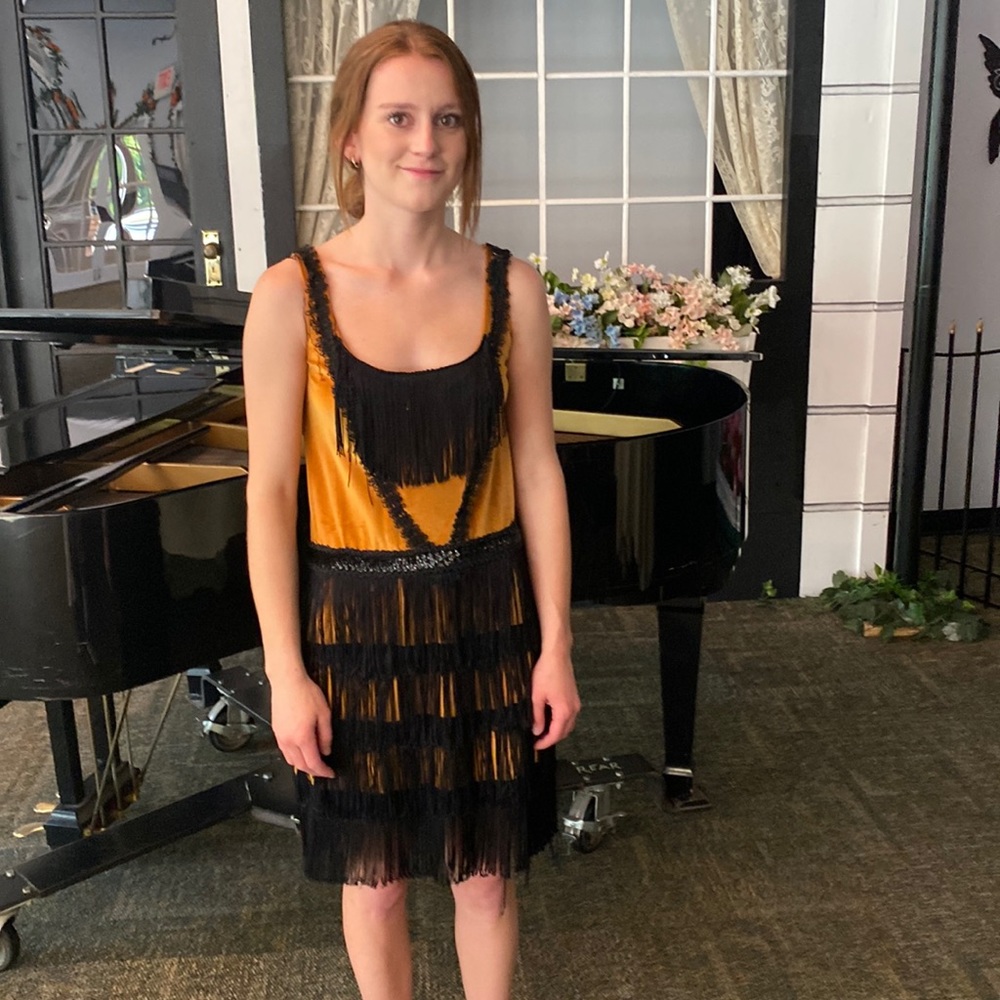 Custom made gold/mustard flapper dress.